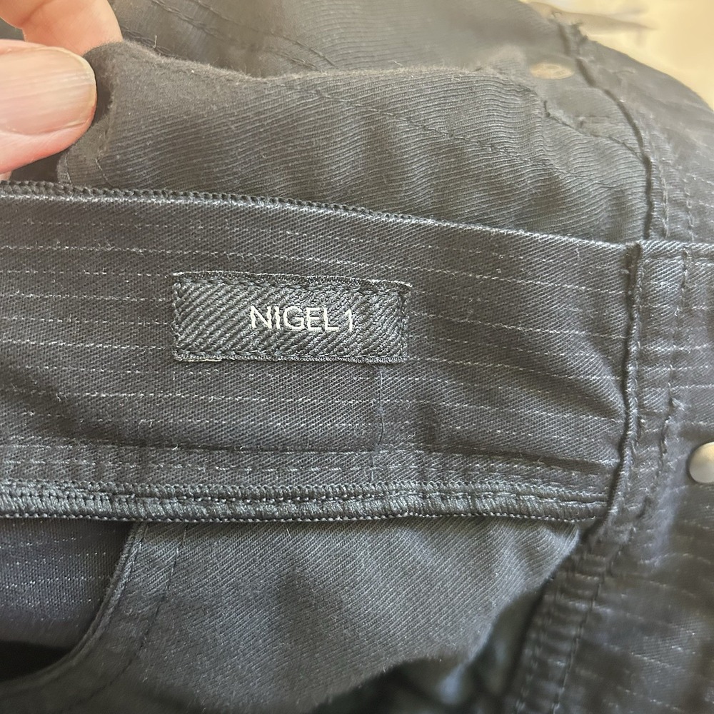 Gardeur Nigel 1 Pants Mens 34x32 Black With Thin White Stripes 5Pocket Stretch - Picture 4 of 16